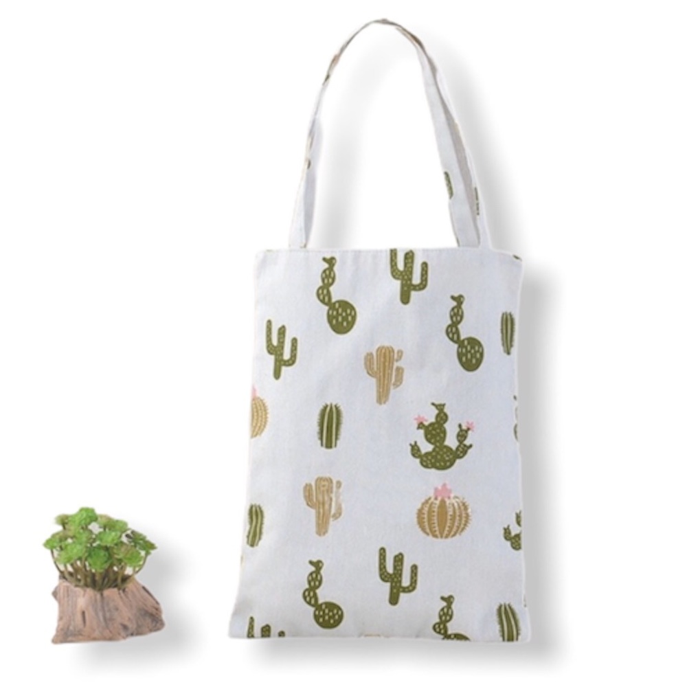 Canvas Cactus Tote Bag